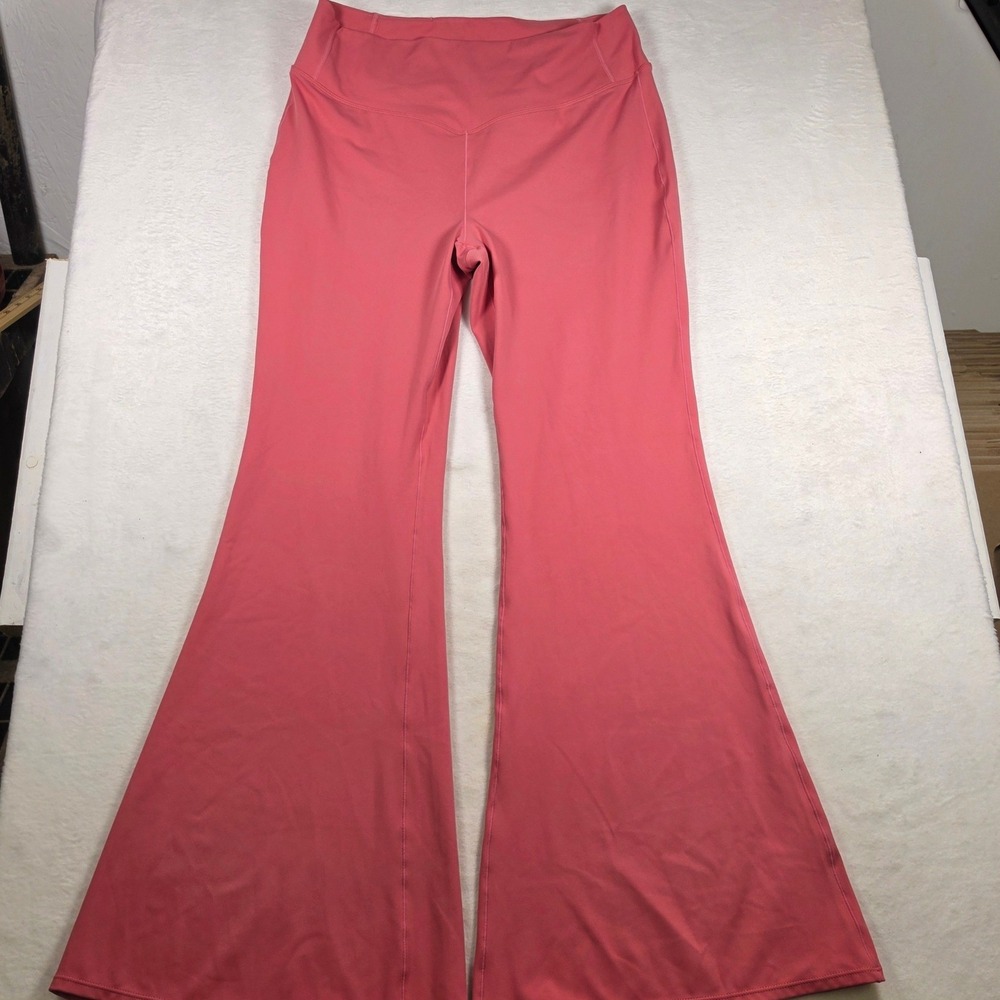 Halara High Waisted Flare Yoga Pants XL Coral Pink V-Waist Leggings Athleisure